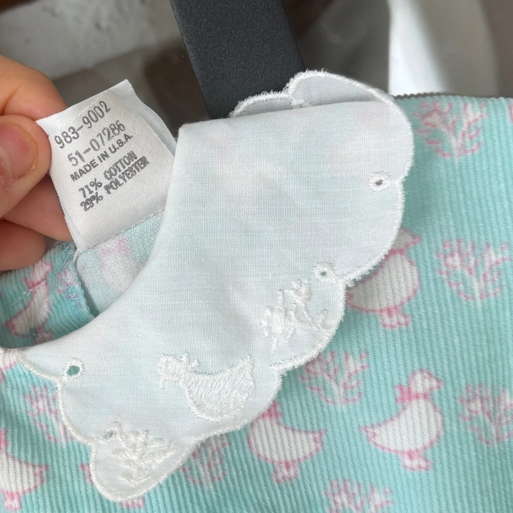Vintage Oshkosh B’Gosh corduroy dress goose duck collar peter pan embroidered